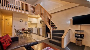 Living, dining, kitchen, loft