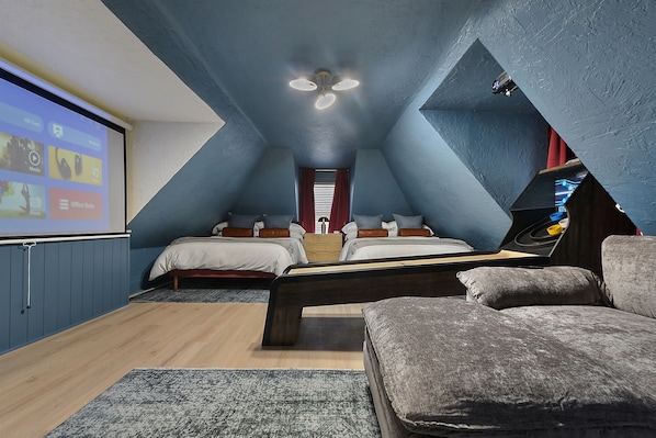 Part bedroom, part hang out, part theater, all yours - a one-of-a-kind space made for movie marathons and maximum relaxation