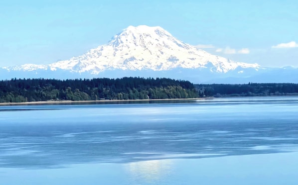 View of Mount Rainier and Puget Sound from the apartment on a clear day.