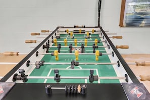 Let off some steam with the downstairs Foosball Table!