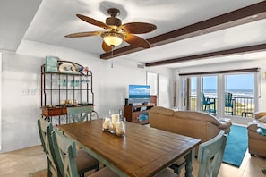 Dining table sits up to 6 guests comfortably.