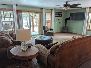 Living with Gas Fireplace and Television
