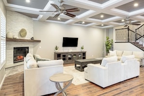 Living Room | Main Level | Electric Fireplace | Smart TV | Central A/C & Heating