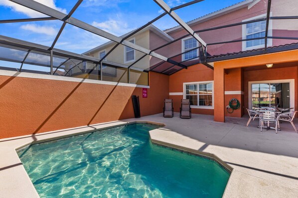 Private pool with outdoor dining