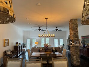 Living room, dining area