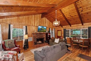 Living area with ample seating and Smart TV