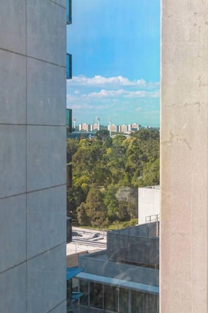 From the comfort of the living room, spot the MCG — a subtle nod to Melbourne’s sporting soul.