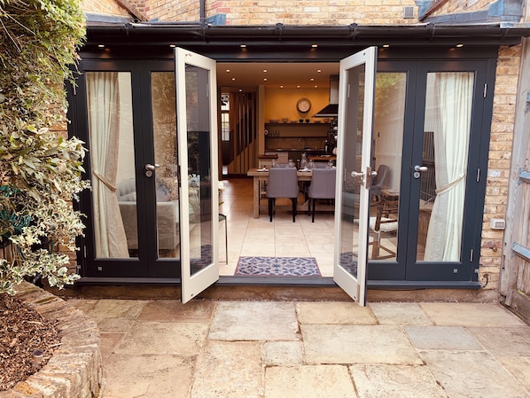 View in to the living area from the back garden