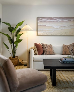 Sofa can be transformed into an additional bed for guests.