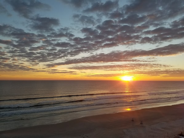 Sunrise over the Atlantic Ocean.
