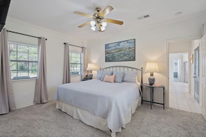 1st floor main bedroom with King size bed