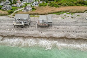 Aerial view of the home on the beach