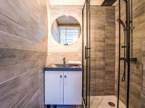 Flooring, Wood, Floor, Plumbing Fixture, Bathroom, Plumbing, Wood Stain, Tile, Shower Door