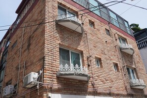 Outside of a building.