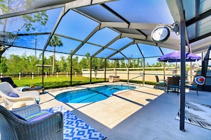 Outdoor Patio with Pool View - Private pool; heat available for an additional fee