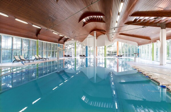 Dive into the lovely indoor pool after a great day!
