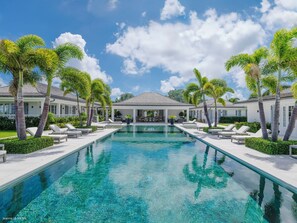 Large heated pool facing the view over the sea. Expansive terrace, with deckchairs and lounge areas. Gas barbecue.