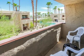 Enjoy the views from the private balcony, complete with chairs for lounging, where you can soak in the sunshine while overlooking the resort grounds.