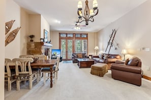The living room has plenty of space to relax