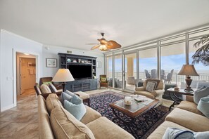 Living room with ample seating and tremendous views.