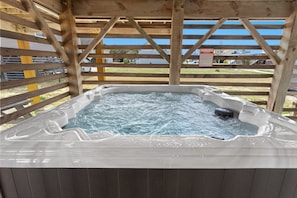 Relax in the bubbly hot tub!
