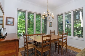 Formal dining area with seating for 8