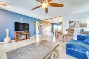 Living Room | Queen Sleeper Sofa | Futon | Smart TV | Electric Fireplace