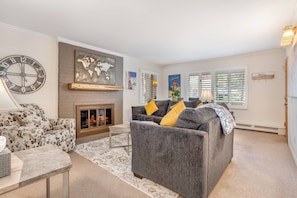 Fireplace with logs provided