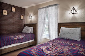 Experience the magic of Hogwarts. Our themed bedroom offers a unique and enchanting stay.
