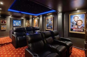 Home theater with romantic starry night sky