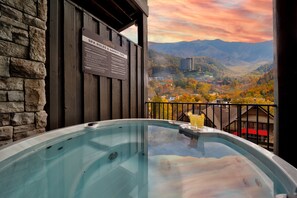 Hot tub with a mountain view!