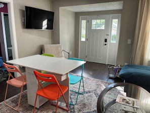 Pull out dining option available-stored by front door