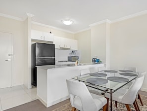 No need to eat out with a modern kitchen and dining space
