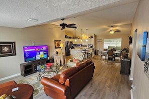The open concept design lets everyone stay involved.