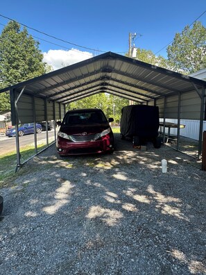  Shaded pull through parking for your boat and large fish cleaning table