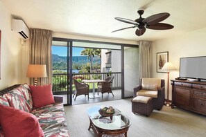 Spacious suite with a sleeper sofa for two.