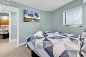 The Queen bedroom offers privacy and peace with soundproof walls and a luxurious build in closet 