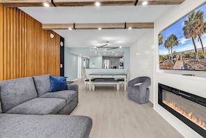 Sit back and relax and enjoy the Living Room vibe. Ask Alexa to close the curtains, turn on the fireplace, where to go food shopping, or how to order beach chairs.