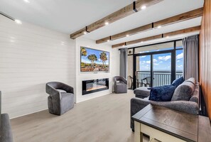 Sit back and relax and enjoy the Living Room vibe. Ask Alexa to close the curtains, turn on the fireplace, where to go food shopping, or how to order beach chairs.