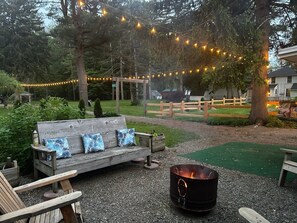 Outdoor firepit, we supply firewood.