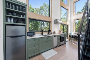 Full kitchen, complete with Caraway cookware
