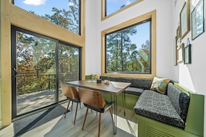 Your dining table is a great spot to gather for wonderful meals and incredible views. It's also a great game table!