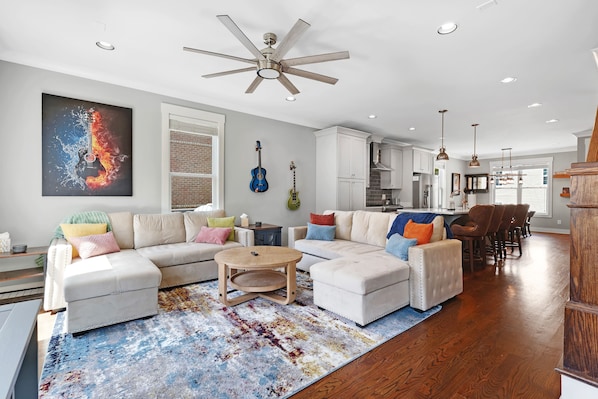 Open Layout Living Room, Kitchen and Dining Room