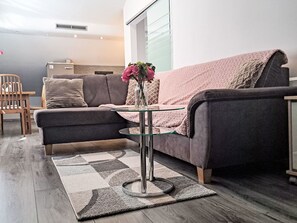 Furniture, Flooring, Couch, Floor, Interior Design, Wood, Living Room, Wood Flooring, Room, Home
