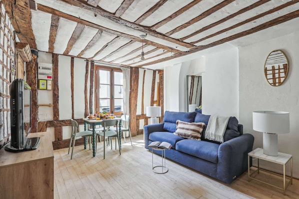 The open-plan living, kitchen and dining area