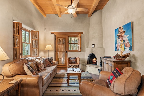 Step into the open living room with plush seating
