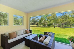 One of two outdoor sectionals for relaxing, entertaining and enjoying the view