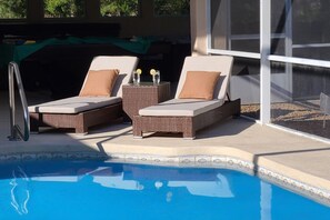 Chaise lounge chairs that are perfect for reading or napping. 