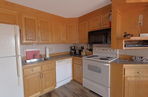 The fully equipped kitchen is a great place to make a snack, a gourmet meal, or anything in between!