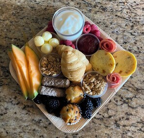 Order a breakfast board, smores board or charcuterie board directly to your treehouse